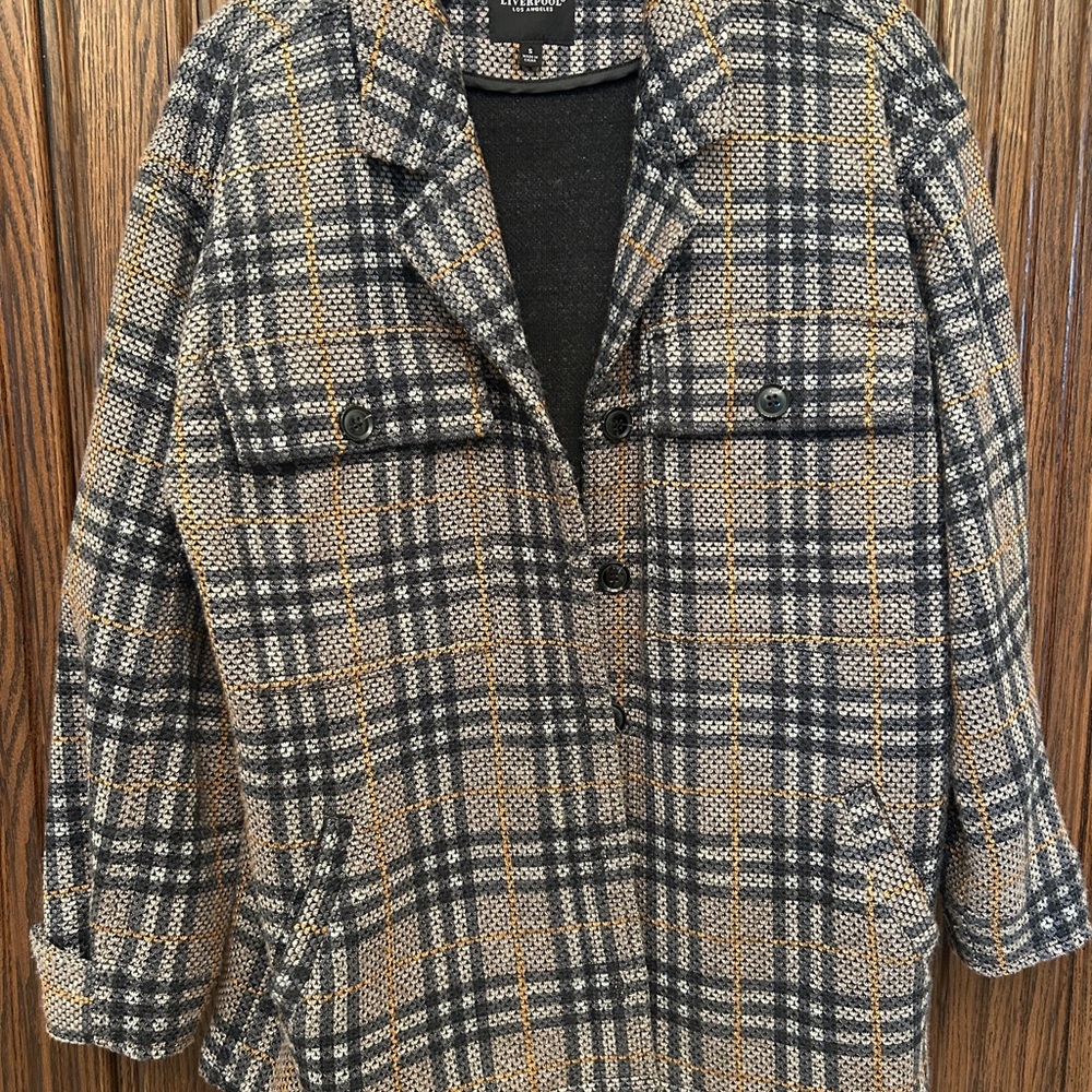Liverpool unlined Shacket - plaid Sz S button front